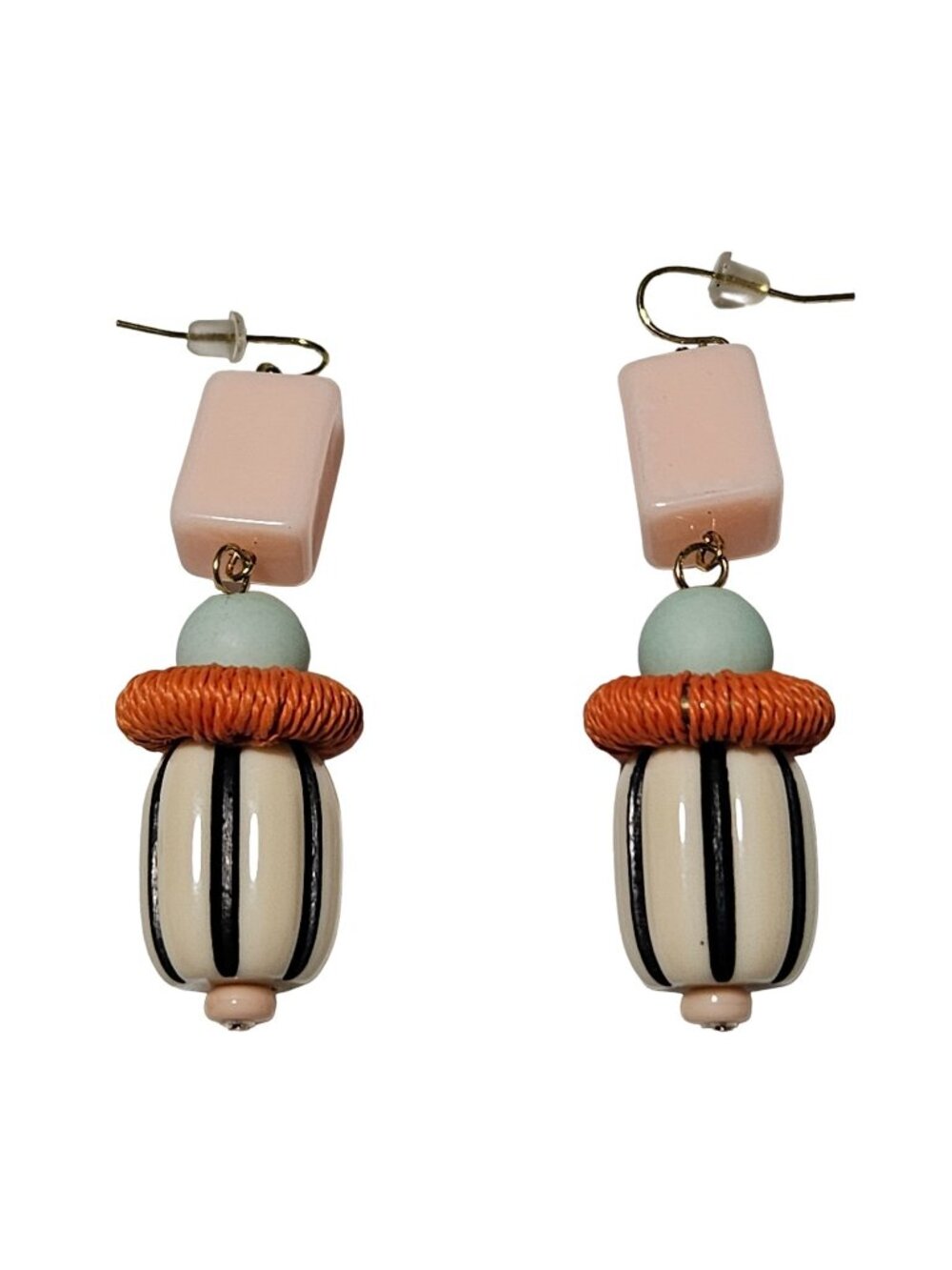 Handmade Retro 70s Beaded Earrings Funky Boho Artisan Coastal Fashion Jewelry